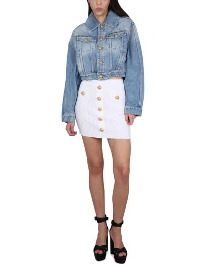 Balmain Viscose Blend Skirt With Iconic Buttons In White