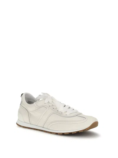 Brunello Cucinelli Grained Soft Leather Runners With Shiny Loops Shoes In White