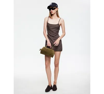 Lioness Voyage Mini Dress Chocolate Plaid In Brown