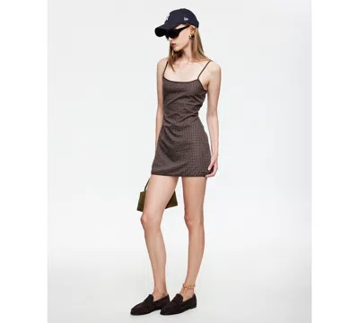Lioness Voyage Mini Dress Chocolate Plaid In Brown