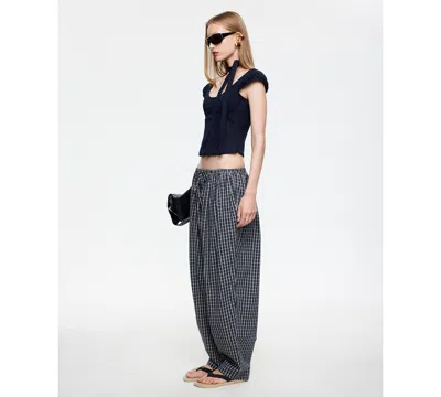 Lioness Aura Plaid Drawstring Pants In Black