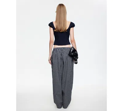 Lioness Aura Plaid Drawstring Pants In Black