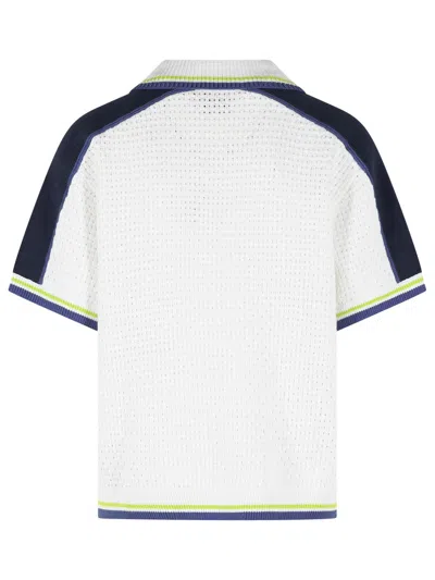 Casablanca Contrasting Trims Chest Pocket Logo-embroidered Short-sleeve Button-up Shirt In White