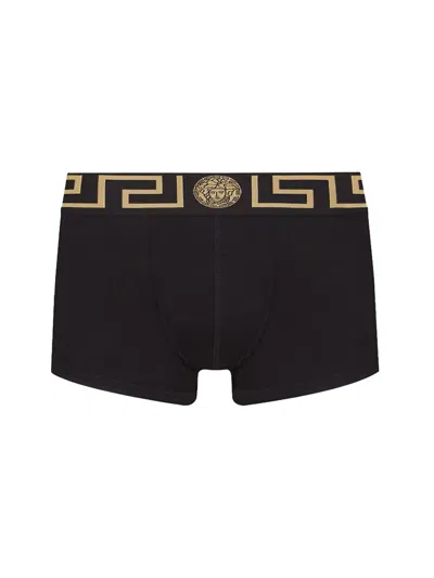 Versace Underpants Low Rise Trunk Stretch Bio Cotton Jers In Black
