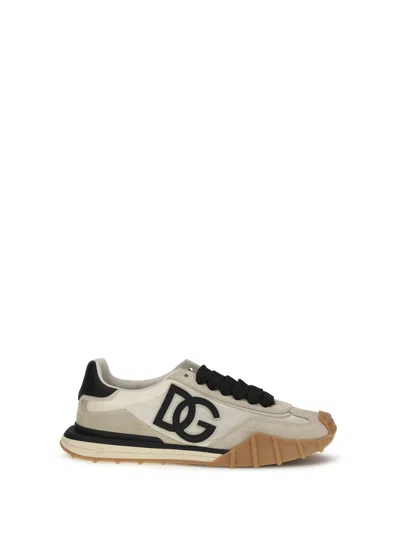 Dolce & Gabbana Dg Athletic Black Low Top Sneakers With Logo Patch On The Tongue And Maxi Logo On The Side In Suede 