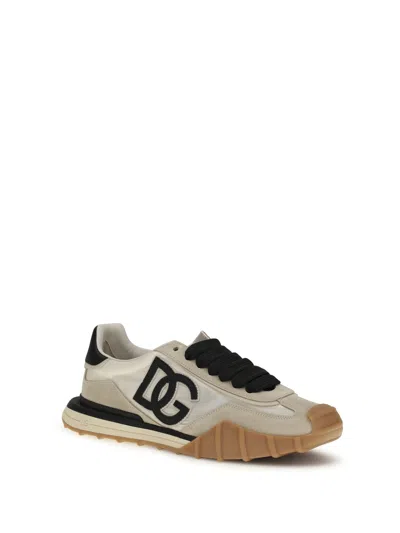 Dolce & Gabbana Dg Athletic Black Low Top Sneakers With Logo Patch On The Tongue And Maxi Logo On The Side In Suede 