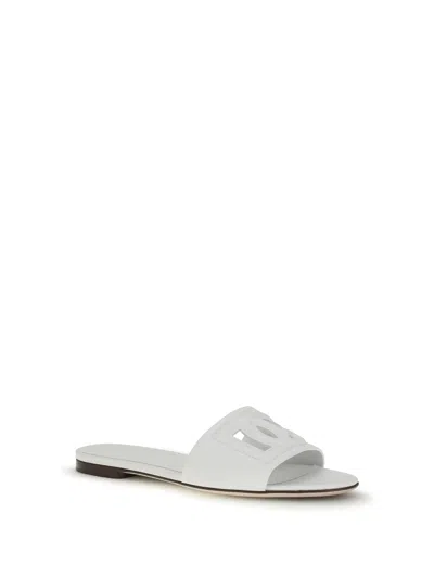 Dolce & Gabbana 5mm Leather-covered Heel Sandals With Calfskin Insole In White