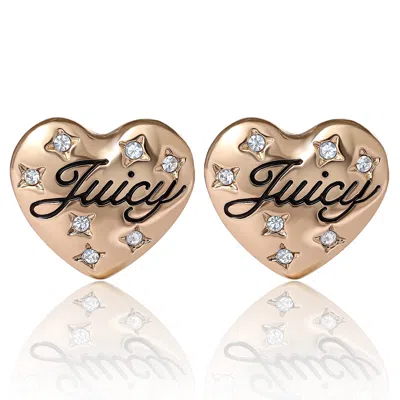 Juicy Couture Juicy Crystal-embellished Heart Stud Earrings In Gold