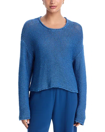 Leset Ben Open-knit Cotton Sweater In Blue