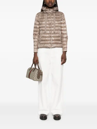 Herno Down Jacket Nylon Drawstring Hood In Neutral