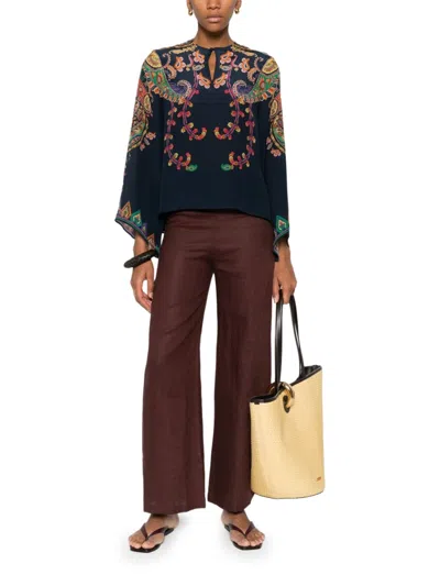 Etro Paisley Printed Silk Blouse In Animal Print