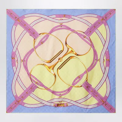 Gucci Gg Horsebit Silk Jacquard Scarf In Multi