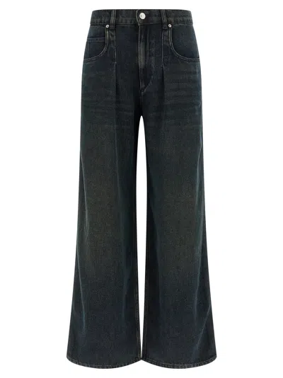 Isabel Marant Women 'rodayna' Blue Jeans With Logo Patch On The Rear  In Denim Woman
