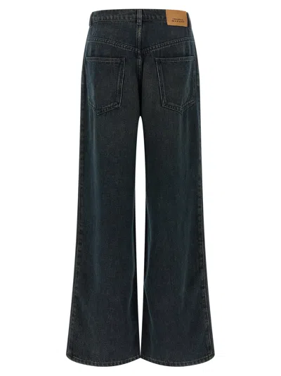 Isabel Marant Women 'rodayna' Blue Jeans With Logo Patch On The Rear  In Denim Woman