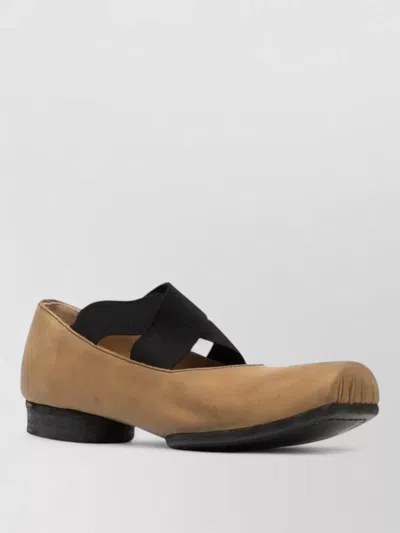 Uma Wang Ballet Flats Calfskin Suede Crisscross Straps In Brown