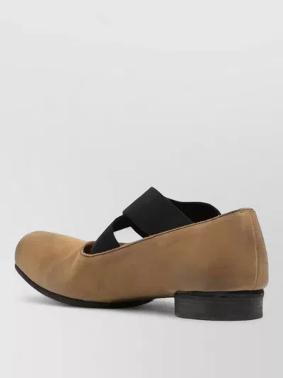 Uma Wang Ballet Flats Calfskin Suede Crisscross Straps In Brown