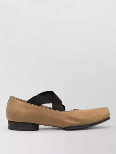 Uma Wang Ballet Flats Calfskin Suede Crisscross Straps In Brown
