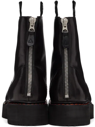 R13 Black Single Stack Boots In Black