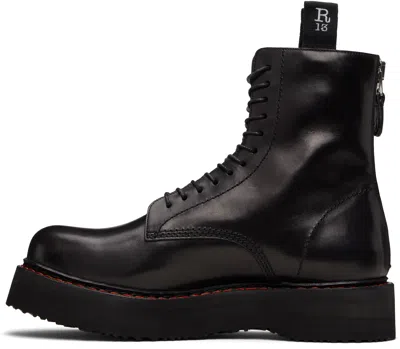 R13 Black Single Stack Boots In Black