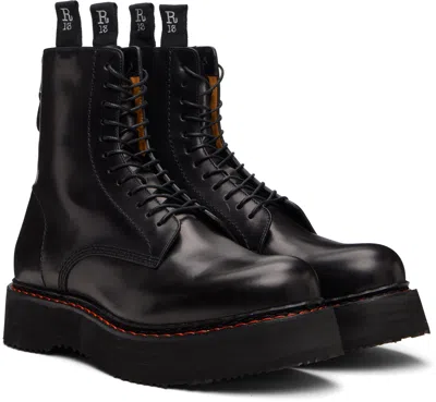 R13 Black Single Stack Boots In Black