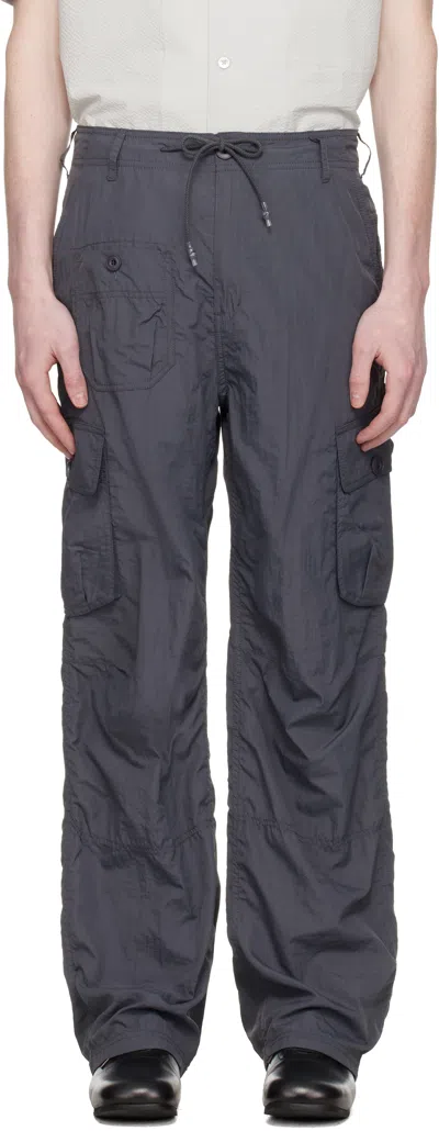 Coor Gray Multi-pocket Stitch Pointed Cargo Pants In Blue