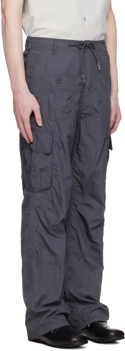 Coor Gray Multi-pocket Stitch Pointed Cargo Pants In Blue