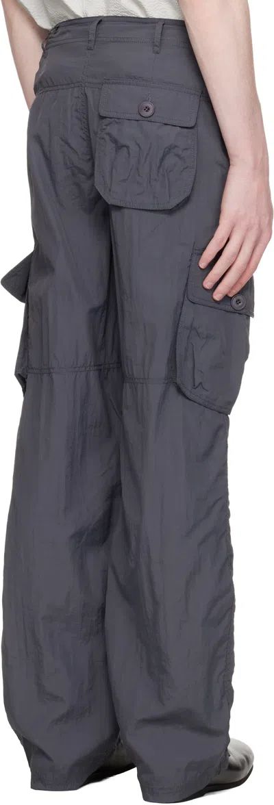 Coor Gray Multi-pocket Stitch Pointed Cargo Pants In Blue