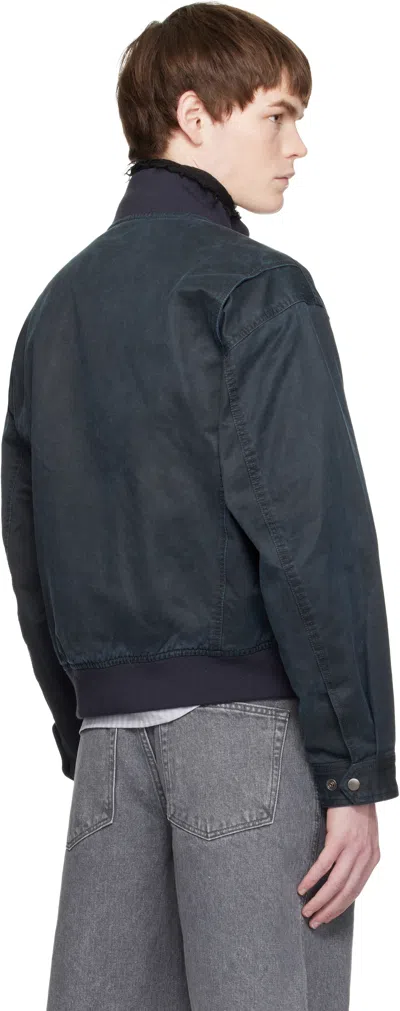 Coor Navy Washed Deck Hook Lip Bomber Jacket In Blue