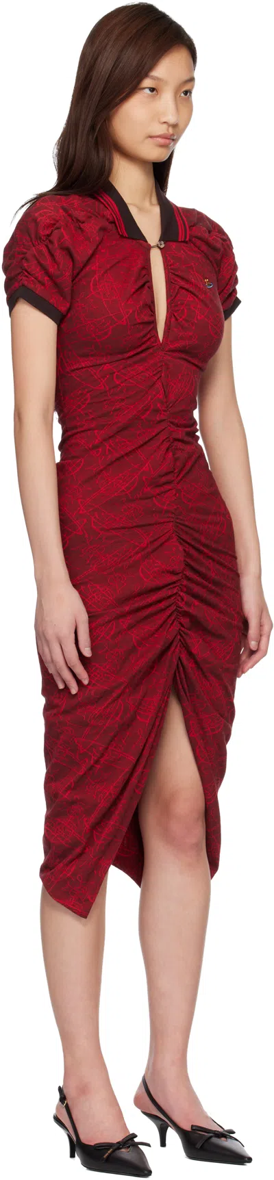 Vivienne Westwood Pulling Dress Jacquard Piquet Graffiti-orbs Xl Women In Brown