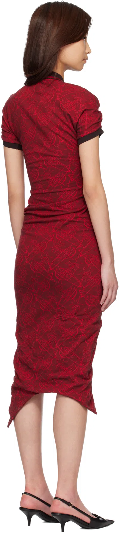 Vivienne Westwood Pulling Dress Jacquard Piquet Graffiti-orbs Xl Women In Brown