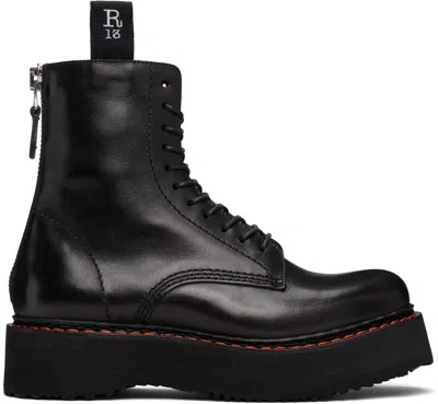 R13 Platform Leather Ankle Boots In Black