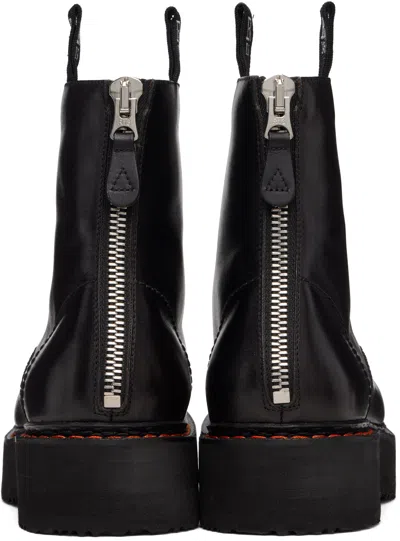 R13 Platform Leather Ankle Boots In Black