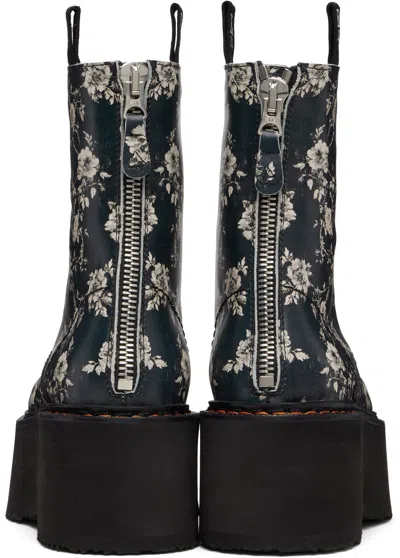 R13 Black & Off-white Double Stack Boots In Black