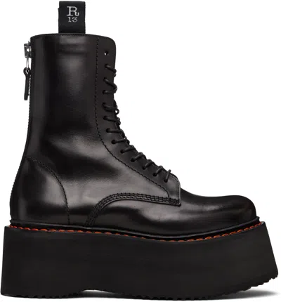 R13 Platform Leather Ankle Boots In Black