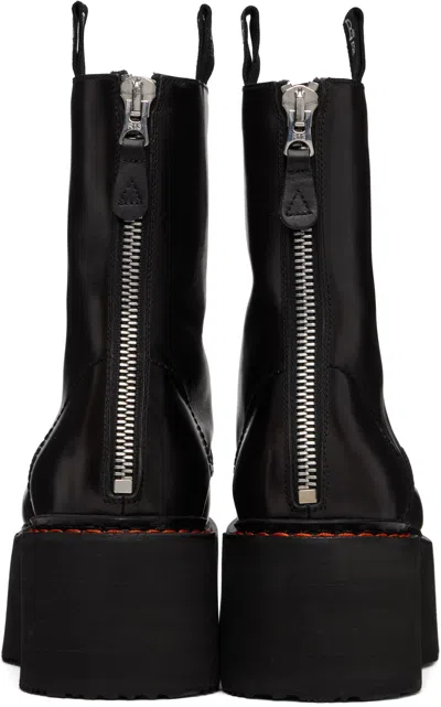 R13 Platform Leather Ankle Boots In Black
