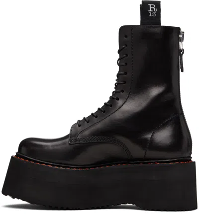 R13 Platform Leather Ankle Boots In Black