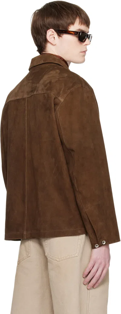 Coor Brown Two-tone Button Suede Jacket In Brown
