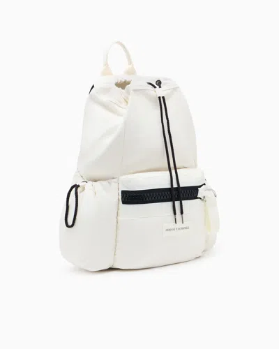 Armani Exchange Technical Fabric Backpack In White