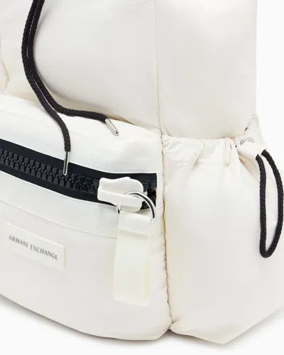 Armani Exchange Technical Fabric Backpack In White