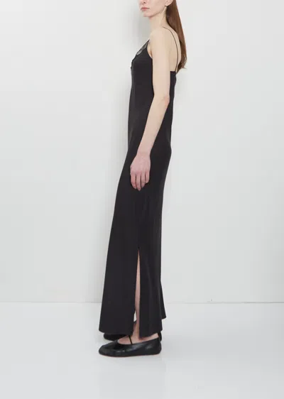 The Row Barina Lace-trimmed Silk-twill Midi Dress In Black