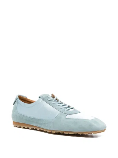 Aeyde Solid Color Suede And Satin Sneakers In Blue