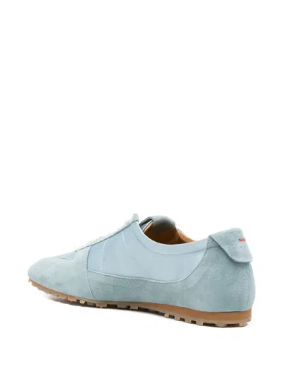 Aeyde Solid Color Suede And Satin Sneakers In Blue