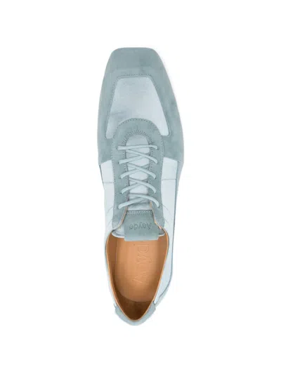 Aeyde Solid Color Suede And Satin Sneakers In Blue