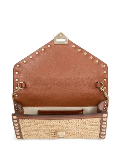 Valentino Garavani Mini Rockstud Raffia Crochet Shoulder Bag In Neutral