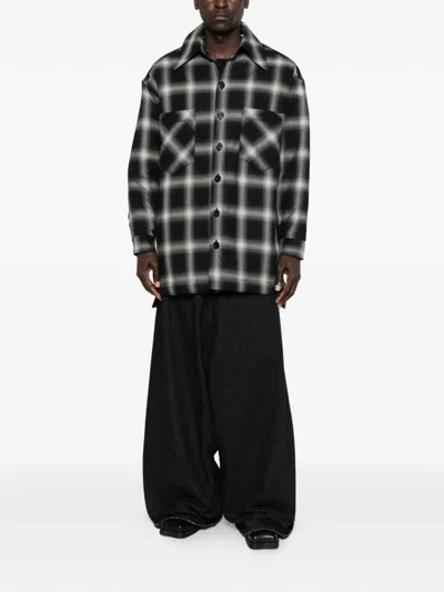 Lựu Đạn Checked Flannel Overshirt In Gray
