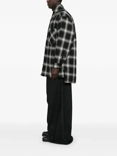 Lựu Đạn Checked Flannel Overshirt In Gray