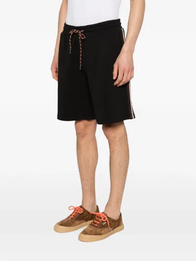 Moncler Drawstring Side Stripe Shorts In Black