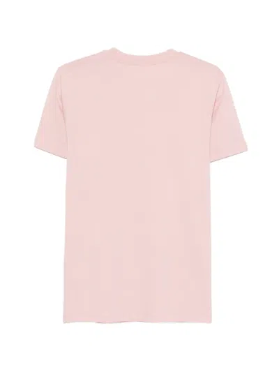 Moncler Cotton Ribbed Crewneck Short-sleeve T-shirt In Pink
