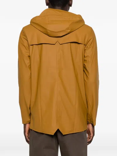 Rains Drawstring Hood Jacket In Brown