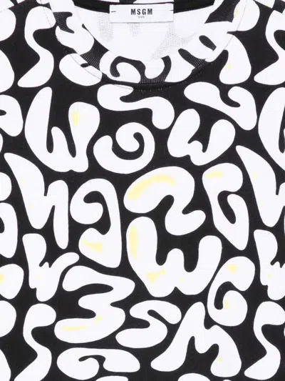 Msgm Patterned Sweatshirt In Black
